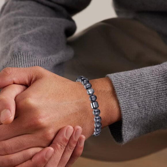 ⚡Rankeef Men 2 Black Flash Tiger Eye 8MM Natural Stone Crystal Beaded Bracelet - Picture 5 of 7